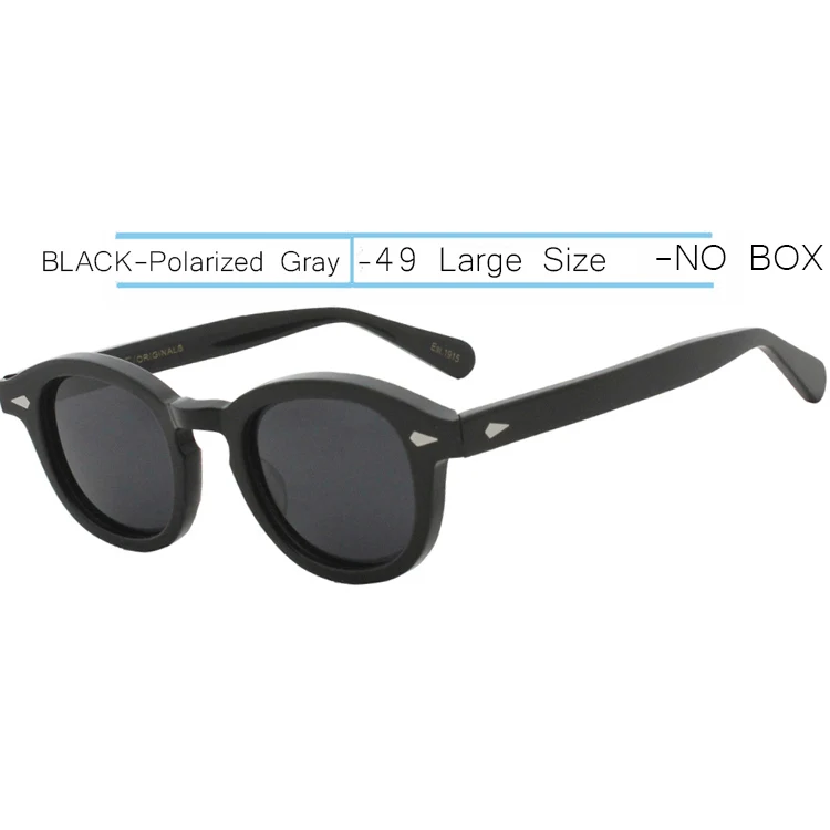 49-Black-Gray IVSTA Jonny Depp, мужские очки, ручная работа, ацетат, оправа, поляризационные солнцезащитные очки, круглые, люксовый бренд, оптические, близорукость, рецепт, логотип - Цвет оправы: 49-Black-Gray