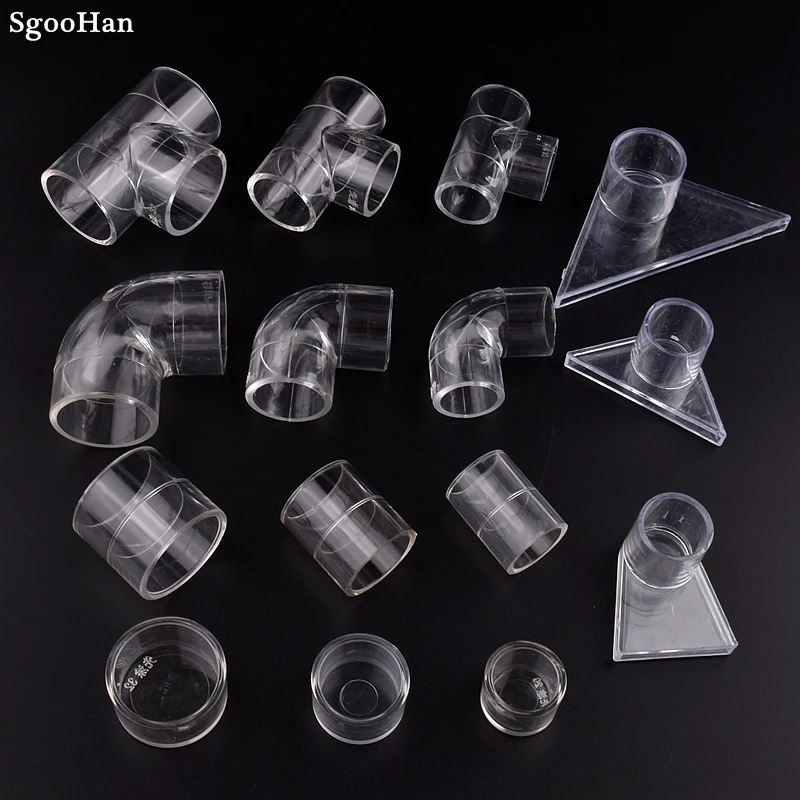 2pcs/lot 16~50mm Plexiglass Acrylic Pipe Straight Elbow Tee Joint Aquarium Fish Tank Connector Home DIY Water Tank PMMA Tube
