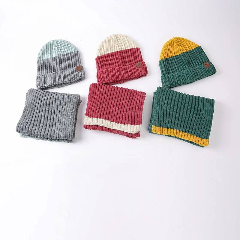 Детская вязаная шапка, зимний теплый шарф, 2 комплекта, шапка для девочек 1-4 лет