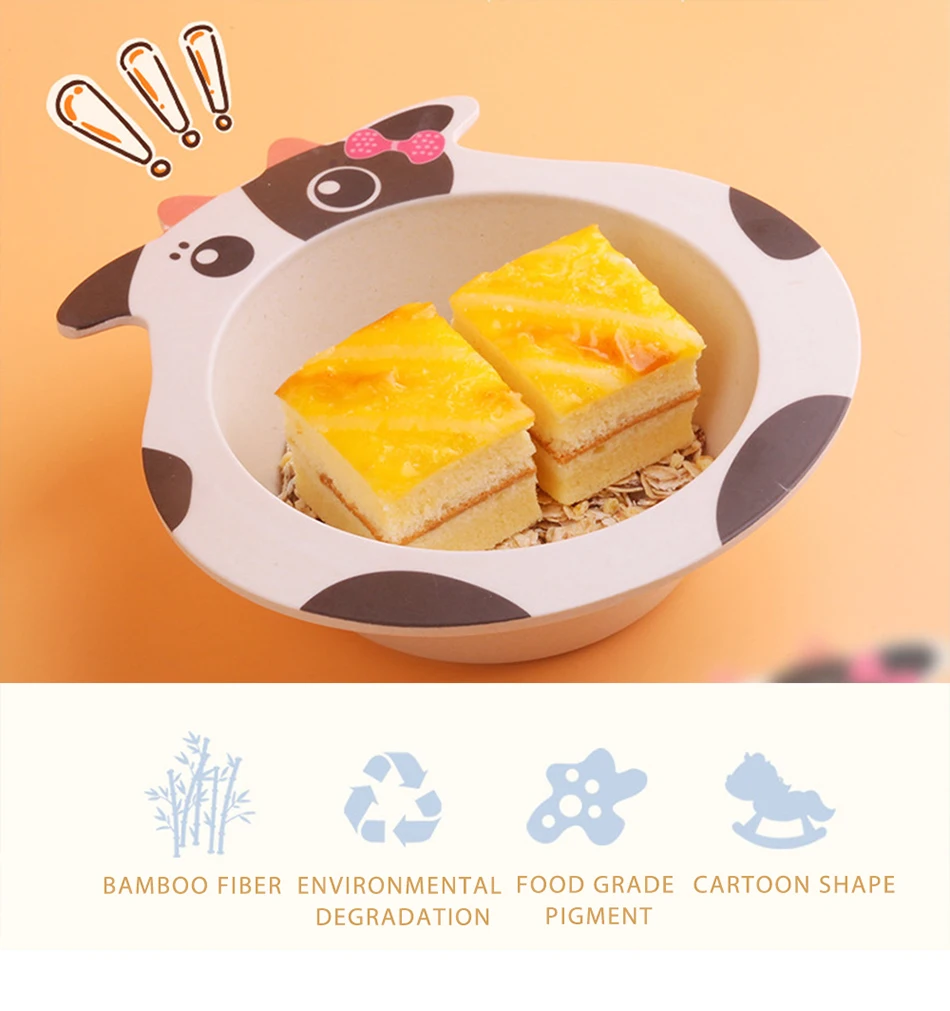 Детские натурального бамбукового волокна чаши детская стильная футболка с изображением персонажей видеоигр кормушка для животных набор детской посуды для детей младенцев Портативный пластины