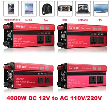 

Inverter 12V 220V 4000W Peak Car Power Inverter Voltage Transformer Converter 12 220 Charger Solar Inversor 12V 220V LCD Display