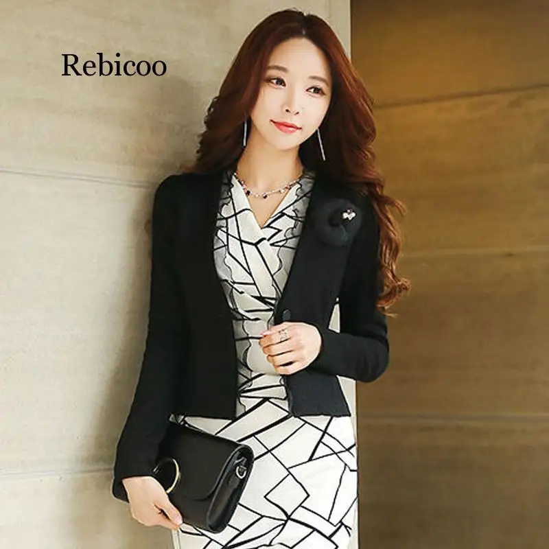 Spring Autumn Women Blazer White Mesh Bordered Ruffled Slim Single Button Short Blazer Long Sleeve Jacket Coat Outwear - 4.00064E+12