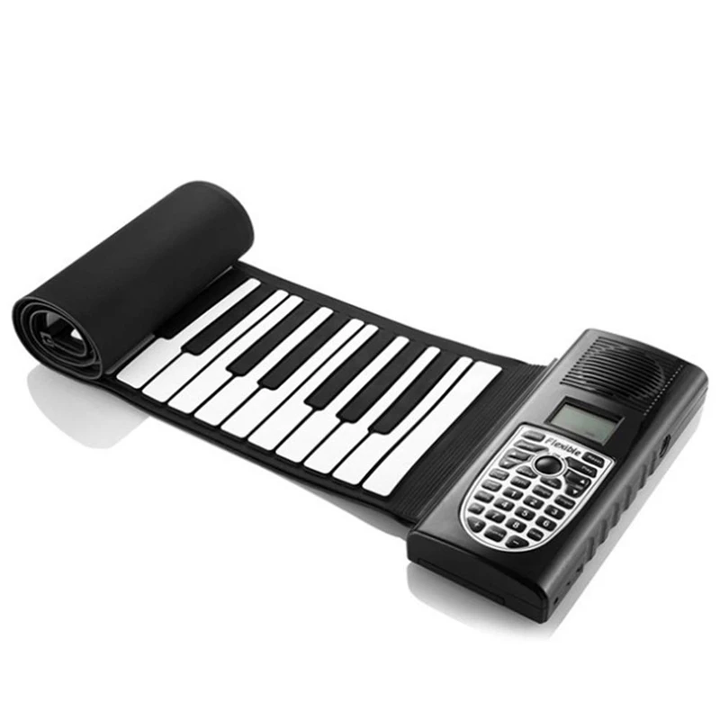 

49-Key Hand Roll Piano, Portable Silicone Folding Multi-Function Piano, LCD Display Built-In Speaker Suitable for Children Adult
