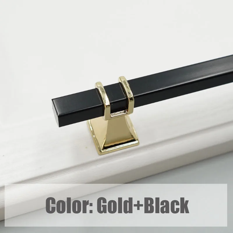 Gold and Black 4 цвета/американский стиль Т-образные черные ручки для гардероба элегантные ручки для шкафа квадратный ящик тянет длинные мебельные ручки - Цвет: Gold and Black