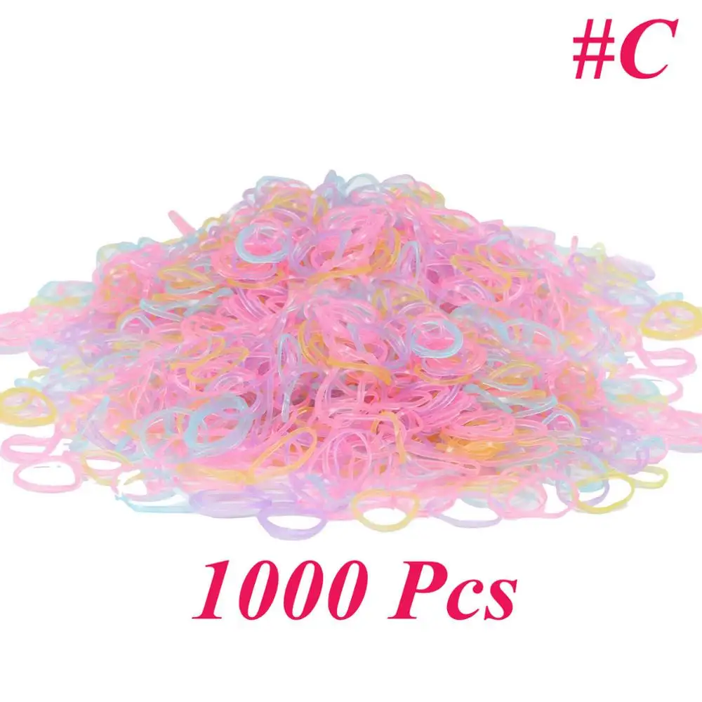 1000C 200/1000 шт милые цветные кольца для девочек, Одноразовые эластичные резинки для волос, резинка для хвоста, резинки для волос, Детские аксессуары для волос - Цвет: 1000C