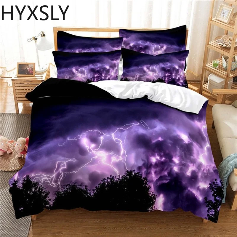 Комплект постельного белья с принтом молний изображением природы облаков неба