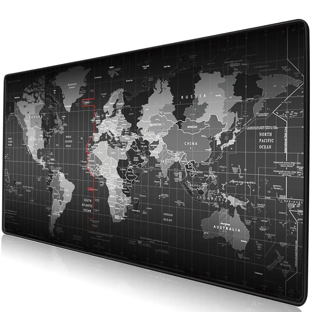 World Map Keyboard Pad Oversized Non-slip Padded Mouse Pad Game Keyboard Pad Black Grey For Gaming Keyboard And Mouse