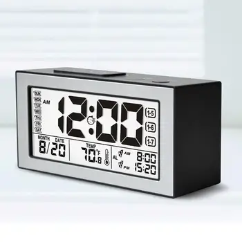 

AsyPets Smart Silent Luminous Alarm Clock 2 Kinds Alarm Ring LCD Wide View Screen English Edition