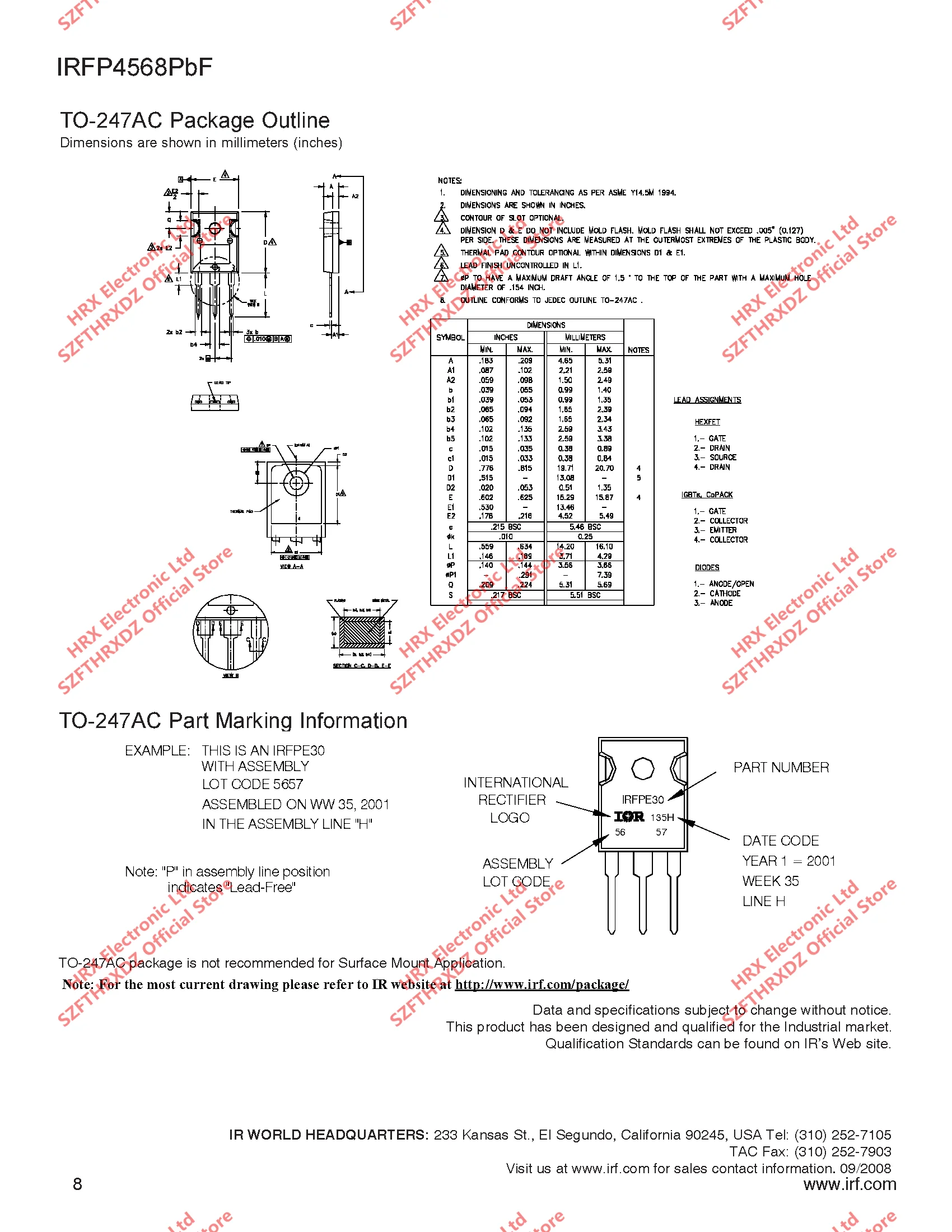 IRFP4568PBF TO-247 IRFP4568 TO247 MOSFET MOSFT 150V 171A 25 шт/трубка(10 шт