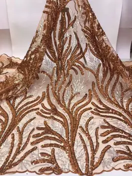 

2019 NEW African Lace Fabric Gold, Nigeria Handmade Pearls Lace, High Quality Wedding Lace For Party YYZ898