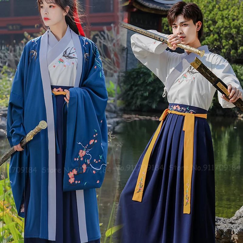 

Ancient Chinese Traditional Hanfu Sets Men Women Tops Skirt Robes Fairy Dress Oriental Retro Clothing Couples Cosplay Costume
