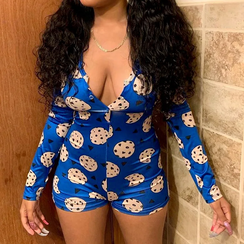 Sexy V Neck Bodycon Women Onesie Plus 