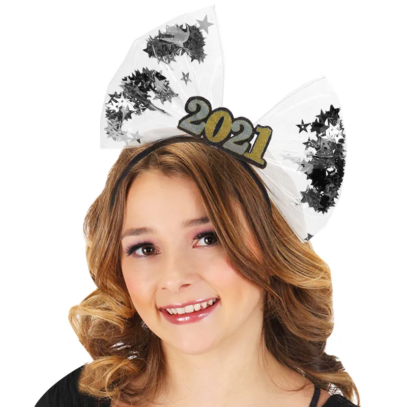 

1pcs 2021 New Year Headband Shiny Star Hairbands Christmas Gift Hair Hoop Photo Props Xmas New Year Party Decoration Headwear