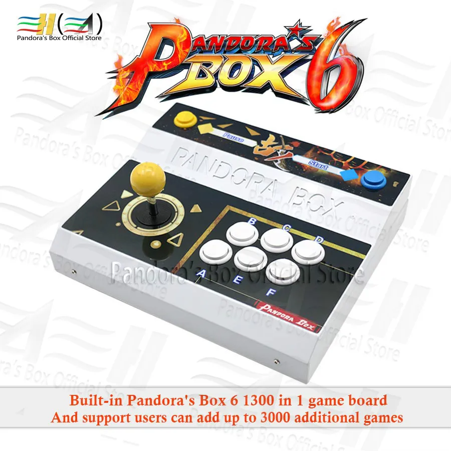 Новинка Pandora box 6 1300 в 1 одинарный Железный консоль аркадная игра fight stick Поддержка FBA MAME PS1 может добавить 3000 игр 3d tekken