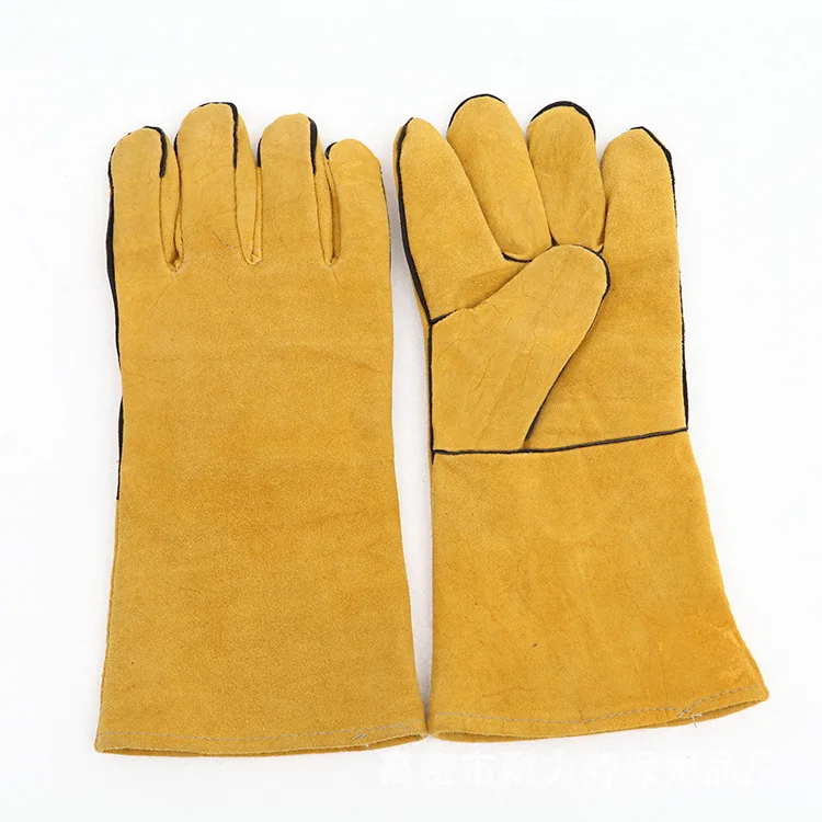 

Currently Available Wholesale Cowhide Hanging in Protective Gloves Insulated Heat Resistant Welder Gloves Wear-Resistant Tearing