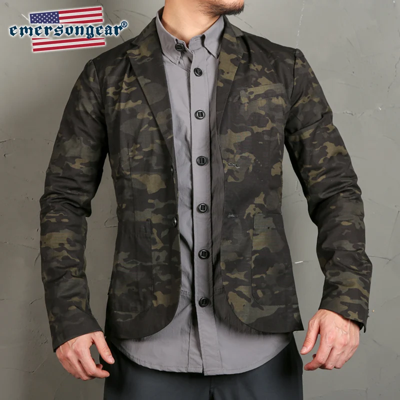

emersongear Mens Suit Camouflage Jacket Slim Suit Jacket Tactical Style Wedding Bussiness Dressing MCBK