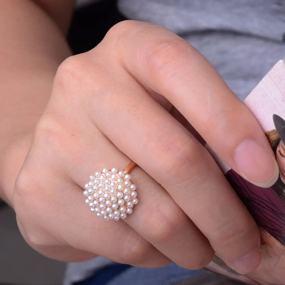 Красивый оригинальный дизайн ручной работы с белыми жемчужинами кольца