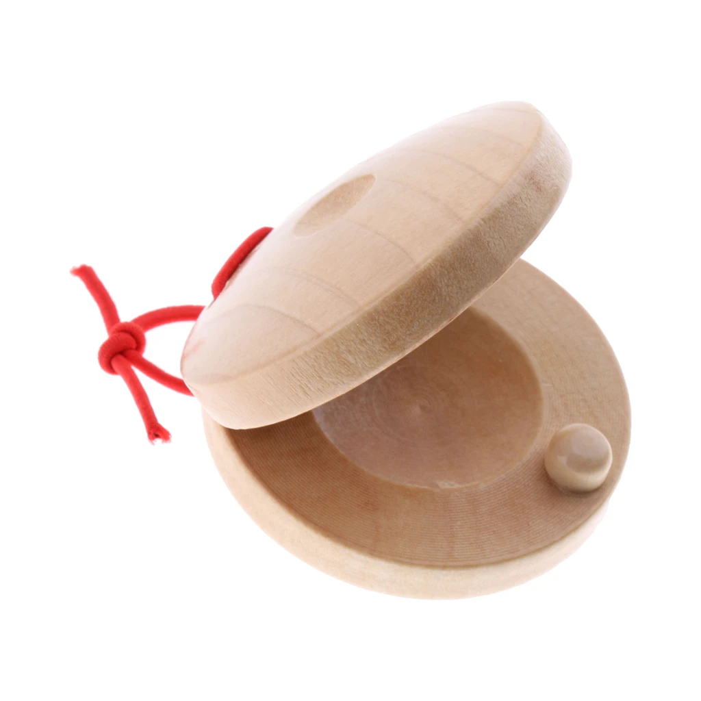Kids Wooden Castanet Clapper Percussion Instrument Musical Toy -Wood Color