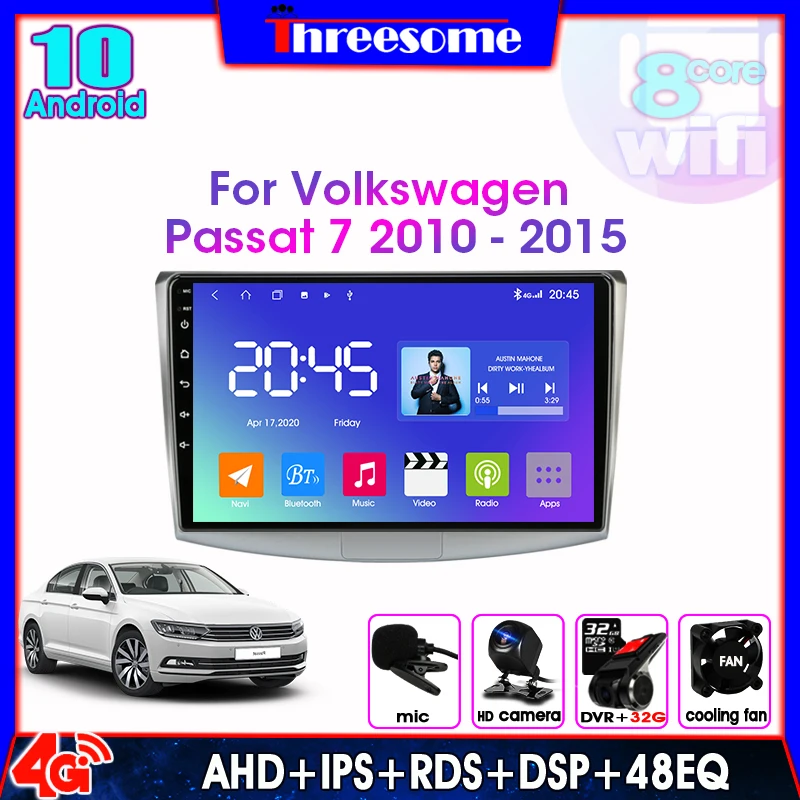 

Android 10.0 4G NET wifi RDS DSP Car Radio HD Multimedia Video Player For VW Volkswagen Passat B7 B6 2010-2015 Magotan CC 4G+64G