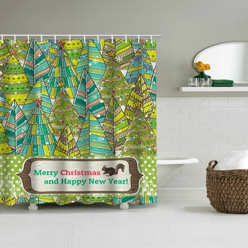 

Painted Christmas Tree Shower Curtain Printing Hand-painted Christmas Christmas Tree Shower Curtain Waterproof Partition Curtain