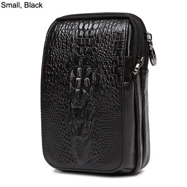Black S Croc тисненая кожа 6in Телефон Сумка пояс бедра ягодицы сумка для мужчин - Цвет: Black S