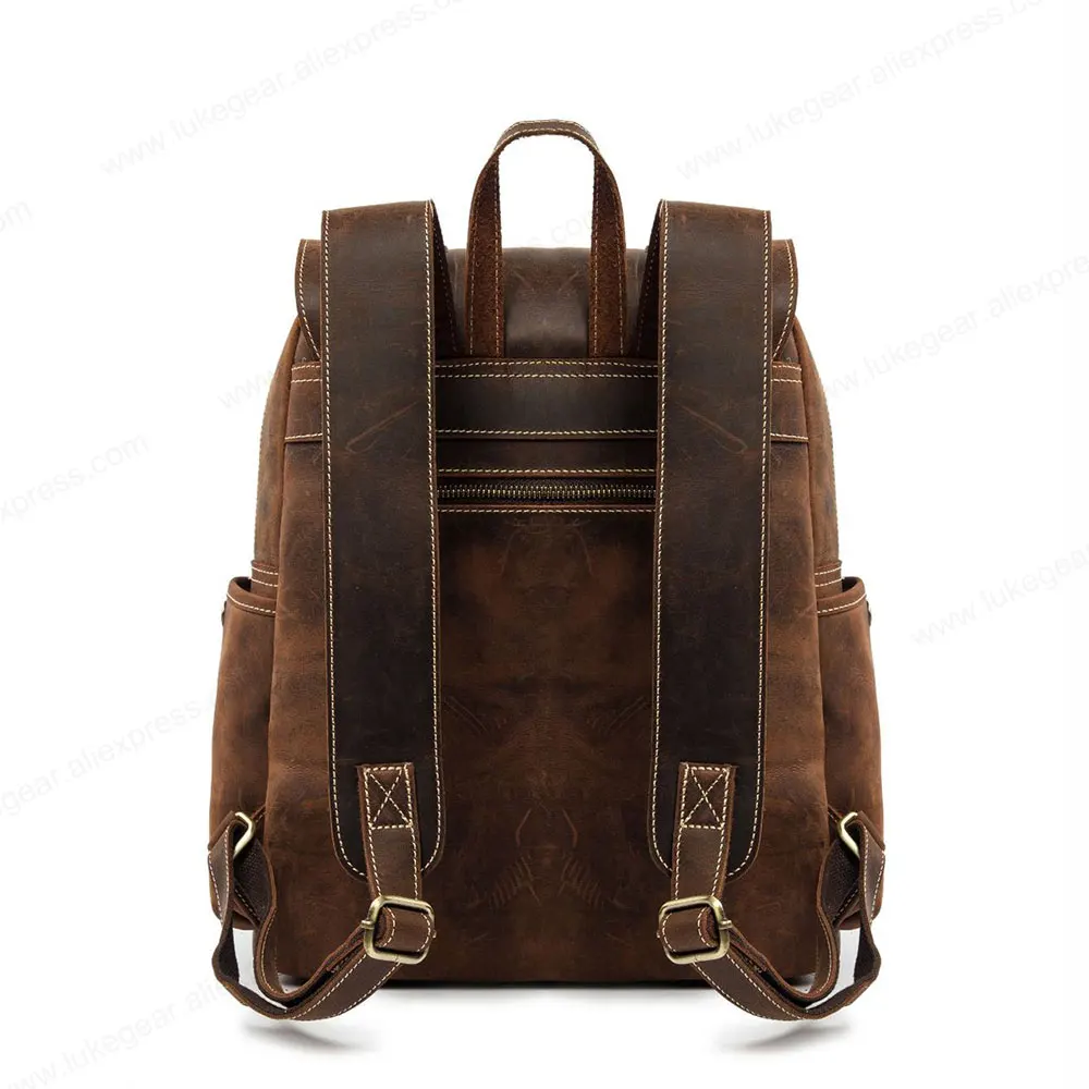 Genuine Leather Backpack Women Vintage Style Backbags Big Capacity Real Material School Bags for Teenager