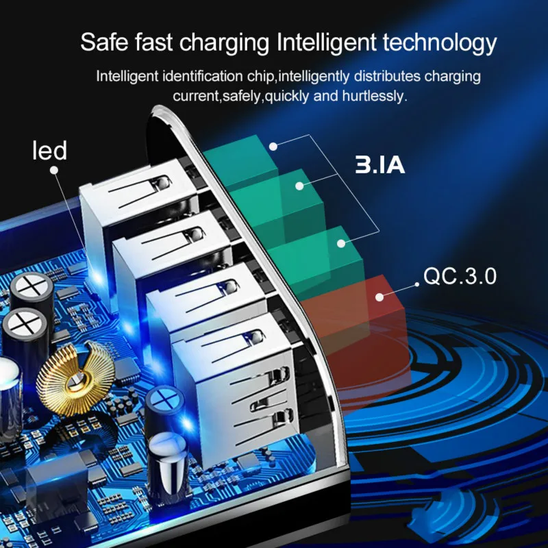 QC 3,0 Высокое качество зарядное устройство для телефона ЕС/США/Великобритания Plug быстро настенные зарядные устройства, кабели 4 порта USB быстро для iphone X samsung huawei Xiaomi
