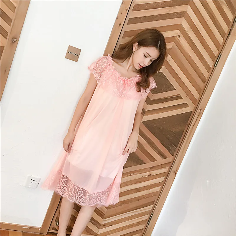 Дворцовая Ночная рубашка Весна Осень восстановление древних способов Тюль Кружева Принцесса летнее домашнее платье ветер сексуальная богиня белая Пижама
