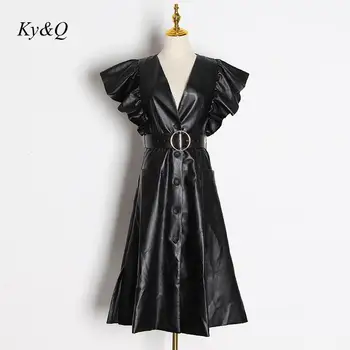 

Brand Design Women Luxury Dress Spring 2020 New Elegant Mid-length Pleated Ruffled Paneled Sleeveless Dress Party Clothes Tide