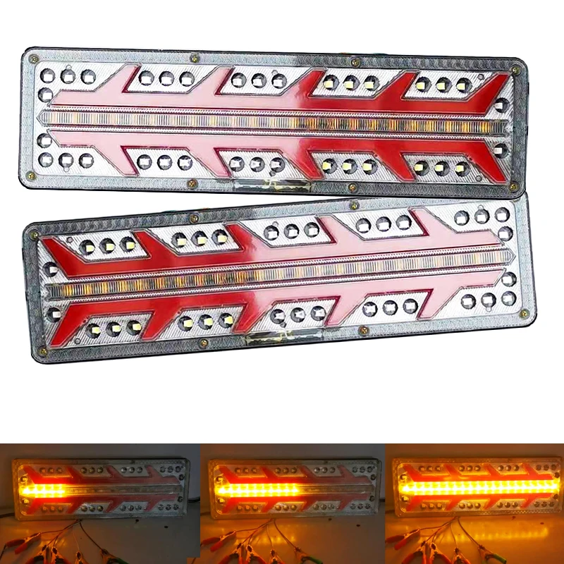 2Pcs Dynamic Led Trailer Brake Light Neon Halo Ringlitail Braks Stop Fendinebbia Impermeabili Posteriore 6D Running-Water