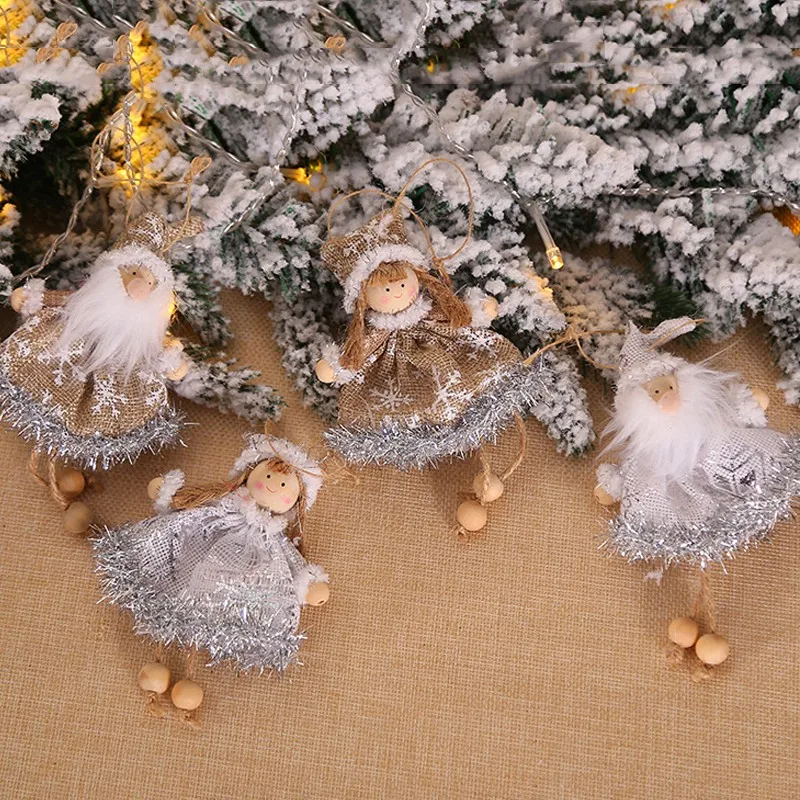 

4PC/Set Christmas Decoration Angel Santa Doll Christmas Decoration Pendant Christmas Tree Ornaments