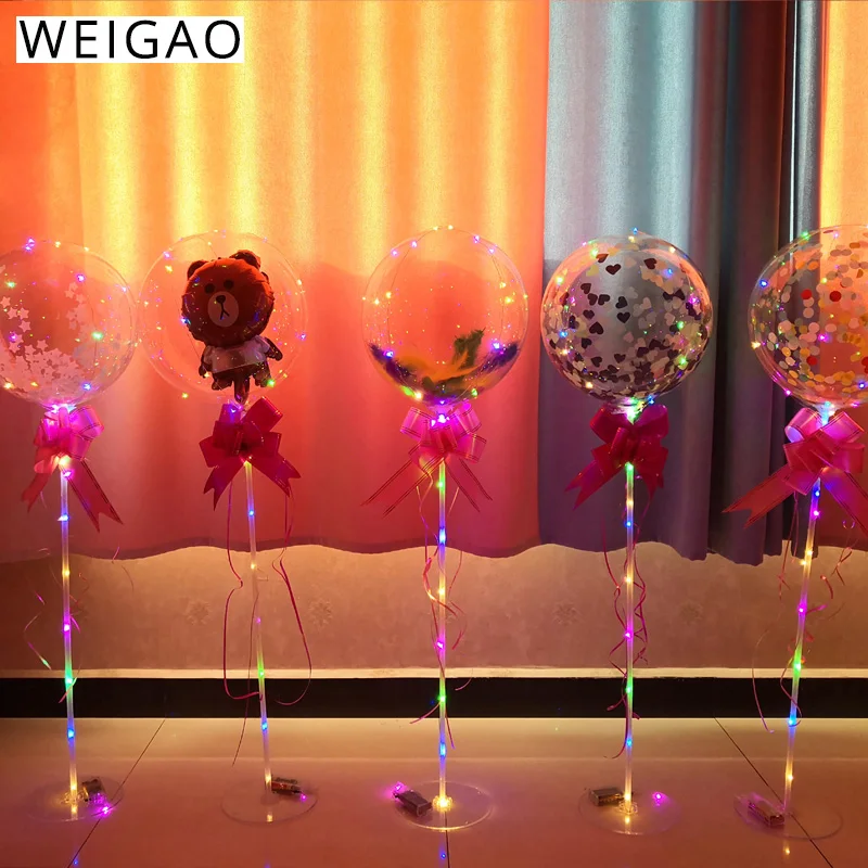 

70cm Plastic Balloon Stand Glow Party Decor Colorful String Fairy Lights Battery LED Lights Wedding Birthday Party Balloon Decor