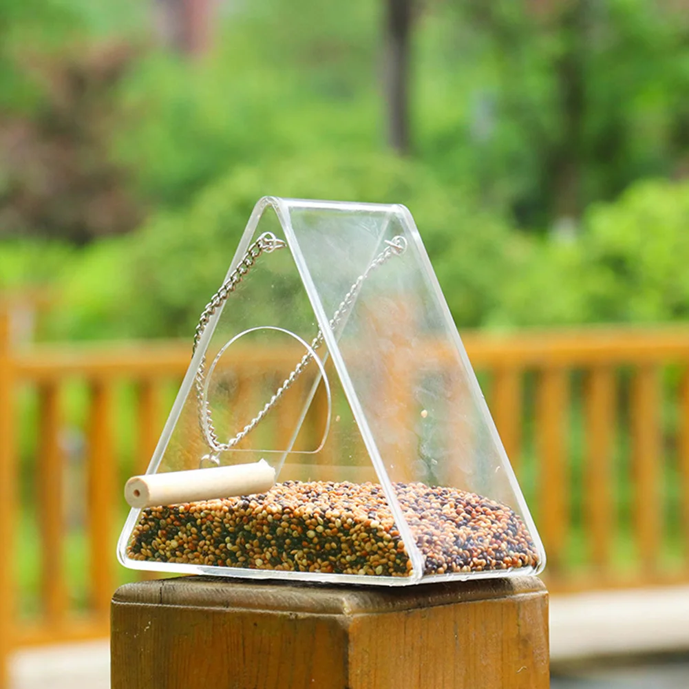 House Suction Cup Bird Feeder Semi Closed Waterproof Transparent Outdoor Leakproof Balconies Window Garden Hanging Up Acrylic