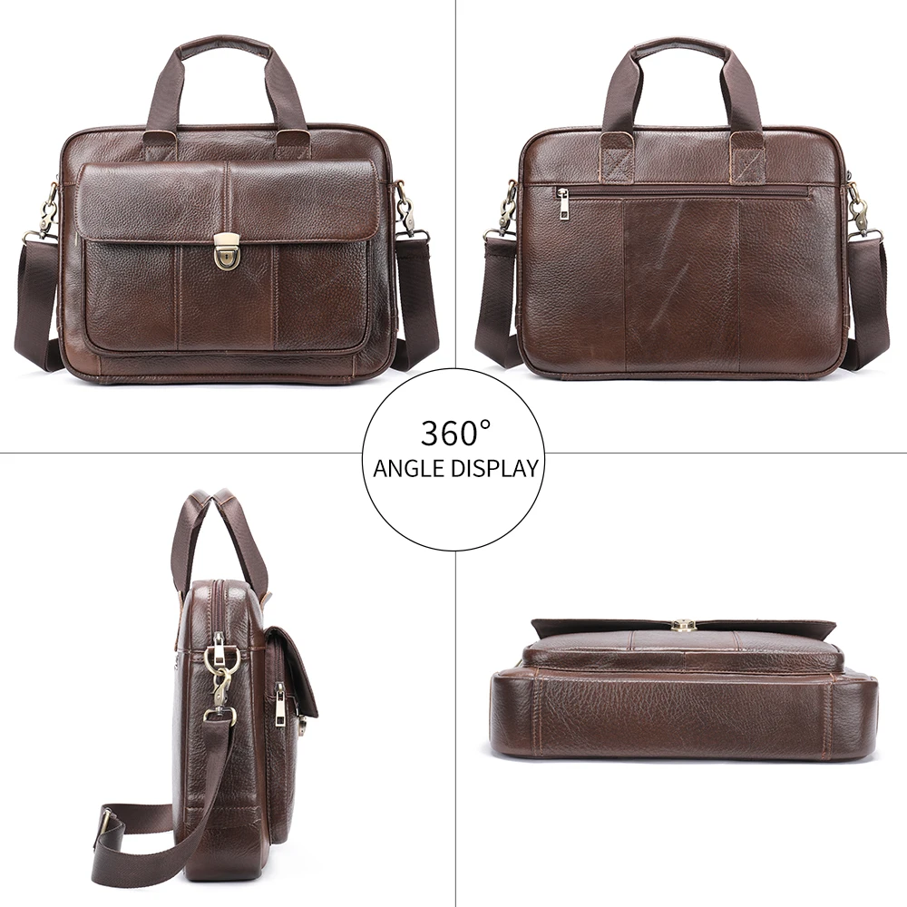 WESTAL Men's Briefcase Genuine Leather Laptop Bag 14 Men's Leather Handbags Office Bag for Men Porte Document  Bags for Man 315 6
