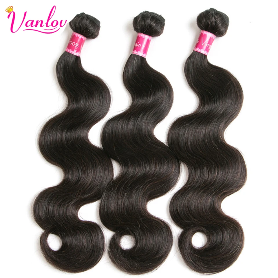 Vanlov Malaysian Body Wave Hair 34 Bundles 8-28 inch Human Hair Weave Remy Hair Natural Jet Black Hair Extensions