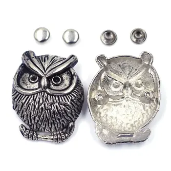 

5Sets Antique Silver Tone Owl Birds Metal Classic Spikes Rivets Studs Spots For Hats Bags Decoration 3.5x2.8cm