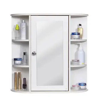 

58 x 60 x 16.5cm Bathroom Cabinet with Mirror Wall Mounted Bathroom Toilet Furniture Cabinet Cupboard Shelf Cosmetic Storager