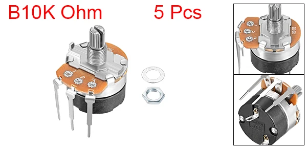 10K-5pcs Uxcell WH138 потенциометр с выключателем B10K B100K 1 м 20 к ом переменные резисторы один поворот поворотный углеродная пленка конический металл - Цвет: 10K-5pcs