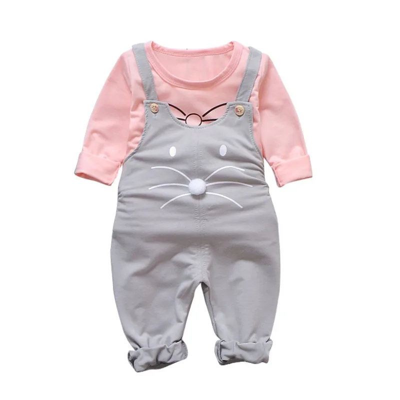Весенний детский комплект одежды для маленьких девочек розовый комбинезон для малышей Комплект детской одежды с героями мультфильмов, зимний комплект нижнего белья