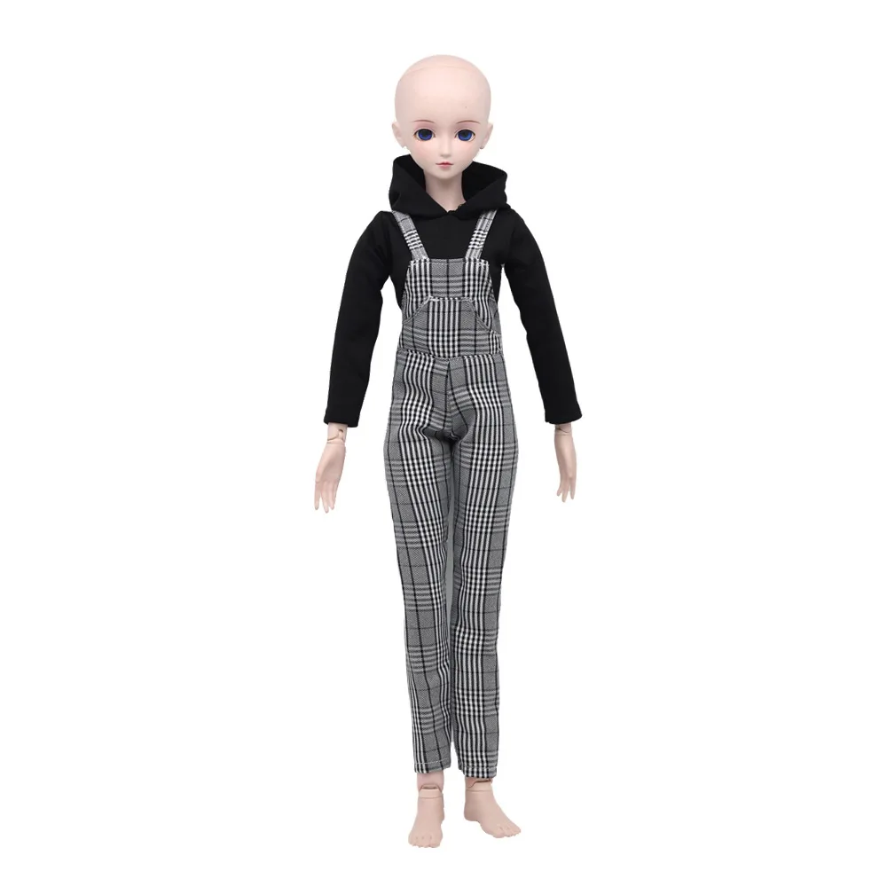 Одежда для 1/3 BJD кукла 60 см куклы школьная форма Футболки с рукавами в клетку Юбка в полоску Повседневная одежда дневные аксессуары для куклы - Цвет: Черный