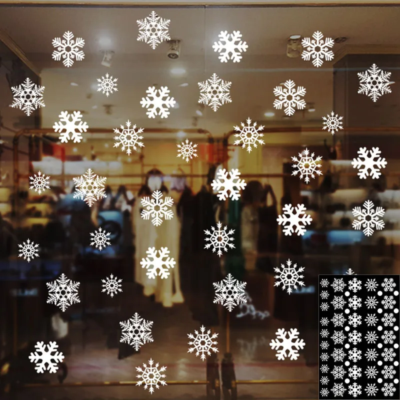 Веселое Рождество Снежинка электростатическое окно стикер Зимний снег украшения для дома счастливый год деревянные принадлежности