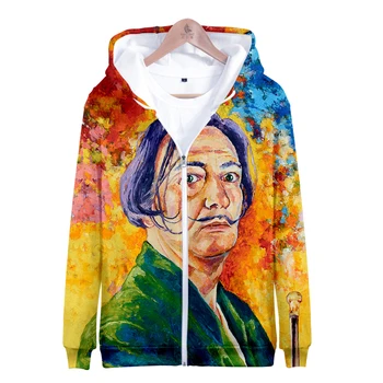 

salvador Dali 3D cos coat autumn and winter Zipper hoodies sweatshirt Leisure Print Novelty Top Luxury Harajuku