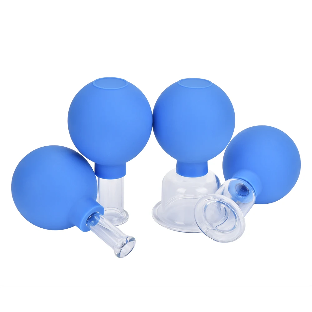 Rubber Head Glass Vacuum Cupping Cup Family Medical Vacuum Cans Suction Therapy Body Massage Chinese Suction Cup Kit Health Care