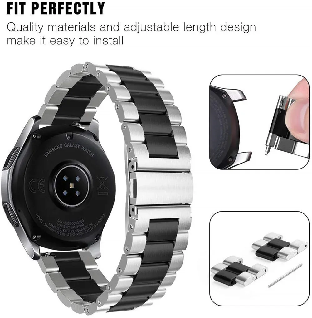 22 мм ремешок для часов из нержавеющей стали для samsung gear S3 Classic/Frontier ремешок для часов link Браслет для Galaxy Watch 46 мм ремешок на запястье