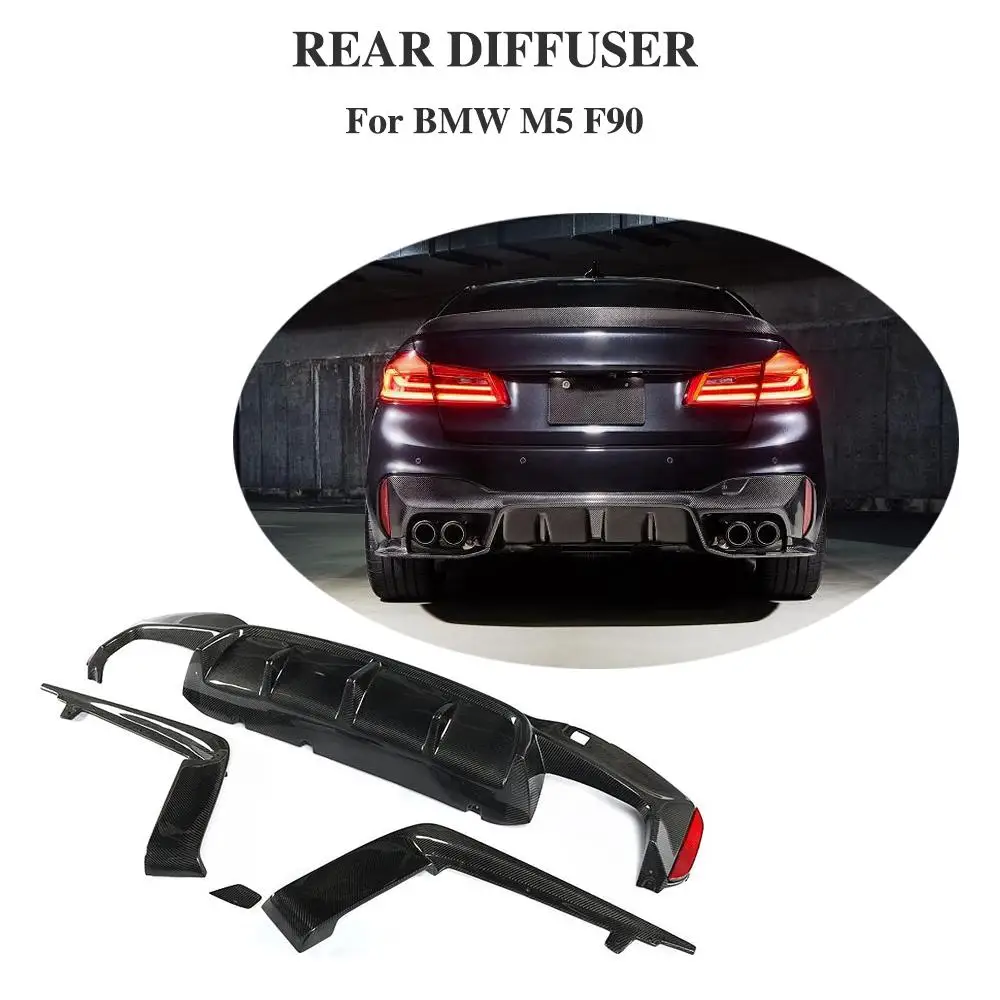 

3Pcs Carbon Fiber Rear Bumper Lip Diffuser Spoiler for BMW 5 Series F90 M5 2017 2018 2019 Bumper Guard