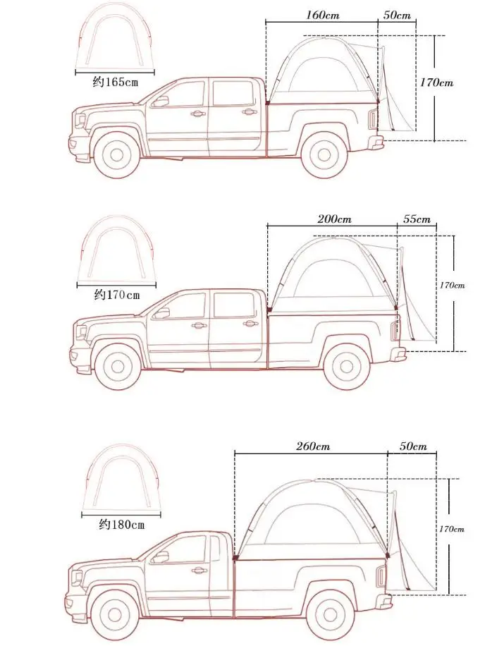 Пикап кровать тент автомобиль-установленный автомобиль кемпер прицеп полноразмерный ящик пикап автомобиль крыша тент для наружного кемпинга