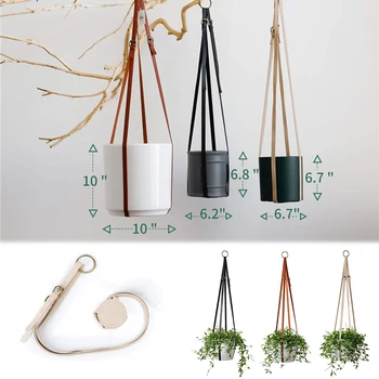 

PU leather Vintage Flower Pot Hanger Hook Flower Pot Holder Legs String Hanging Rope Wall Art Home Garden Balcony Decoration