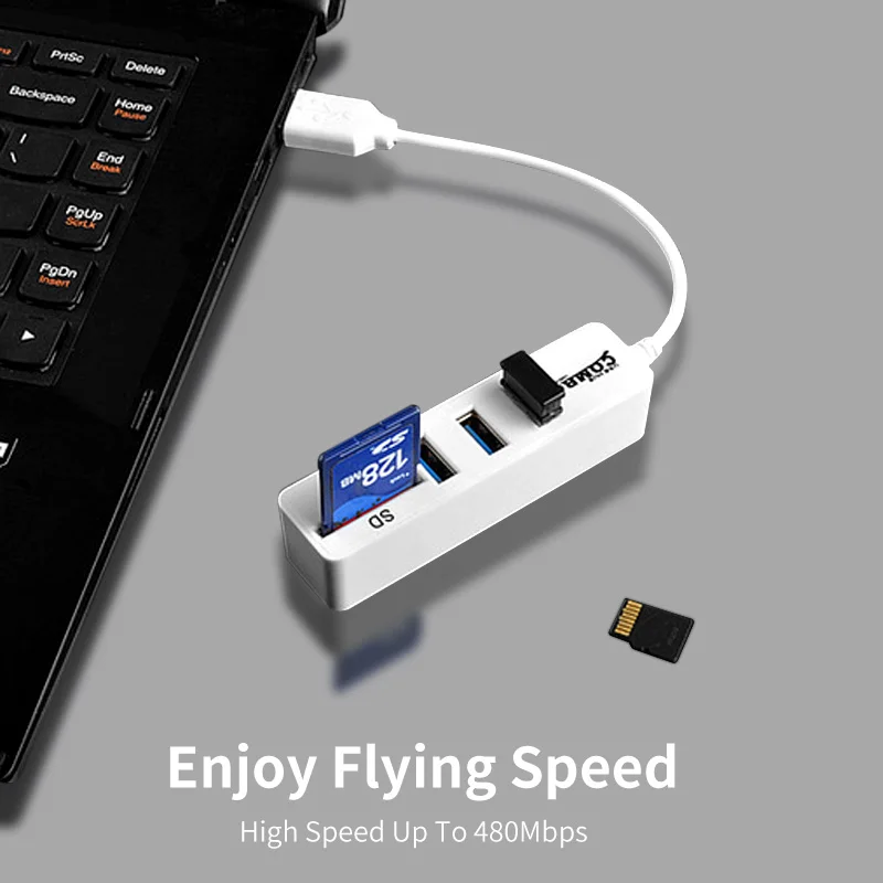 מפצל usb2.0 לכניסת זכרון+tf