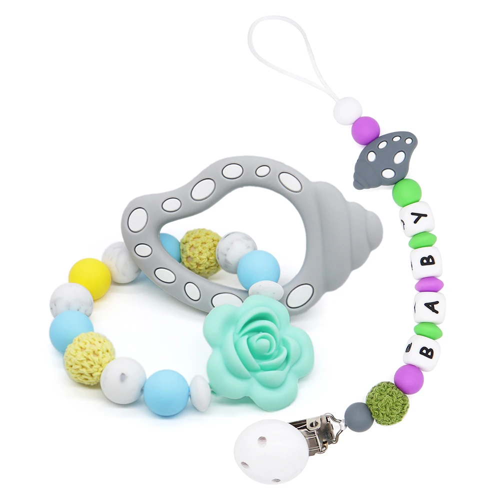 

Conch Shape Pacifier Clips & Holder For Baby Infant Personlised Clips Chewable Chewing Toys BPA Free Food Grade Silicone Teether