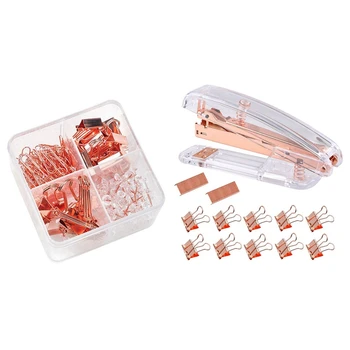 

171 Pcs Office Stationery Set 50 Pins 100 Paper Clips 21 Binder Clips & 1 Set Stapler Acrylic Stapler with Staples